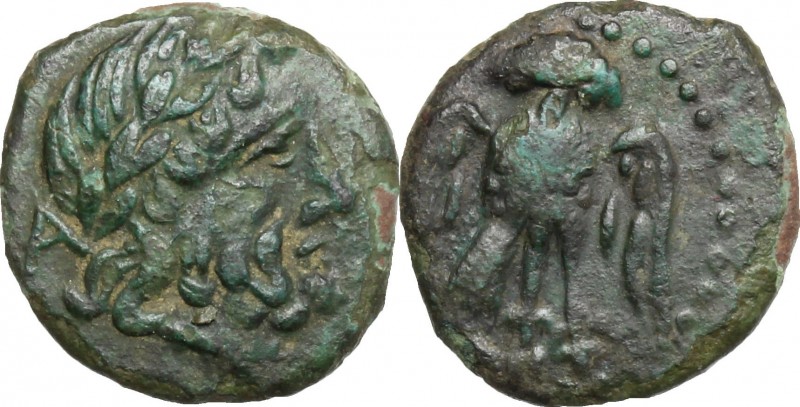 Greek Italy. Northern Lucania, Velia. AE 13 mm, 4th-2nd century BC. D/ Head of Z...