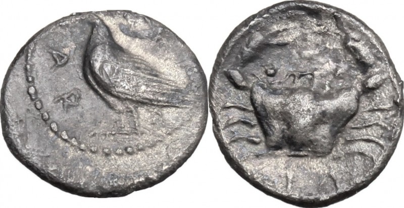 Sicily. Akragas. AR Litra, 480-460 BC. D/ Eagle standing left. R/ Crab. SNG ANS ...