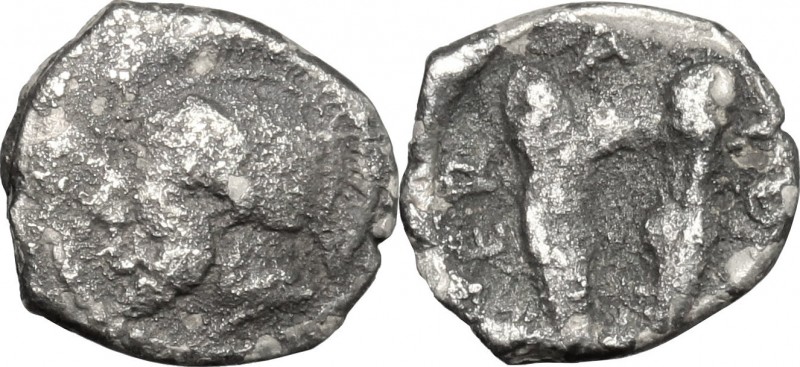 Sicily. Himera. AR Hemilitra, 470-450 BC. D/ Head of warrior left, helmeted. R/ ...