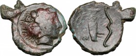 Sicily. Segesta. AE Hexas, 400-300 BC. D/ Head of Herakles right, wearing lion's skin. R/ Quiver and bow; to left, ΣΕ. CNS -. SNG Evelpidis 572. Gabri...