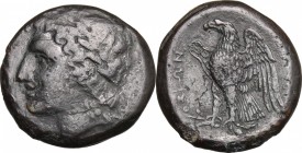 Sicily. Syracuse. Hiketas (287-278 BC). AE 22 mm. D/ Head of Zeus Hellanios left, laureate. R/ Eagle standing left on thunderbolt. SNG ANS 782-788; CN...