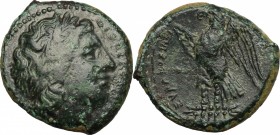 Sicily. Syracuse. Hiketas (287-278 BC). AE 23 mm. D/ Head of Zeus Hellanios right, laureate. R/ Eagle standing left on thunderbolt. CNS II, 167. AE. g...