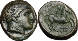 Continental Greece. Kings of Macedon. Philip II (359-336 BC). AE Unit. Uncertain mint in Macedon. D/ Diademed head of Apollo right. R/ Youth on horseb...