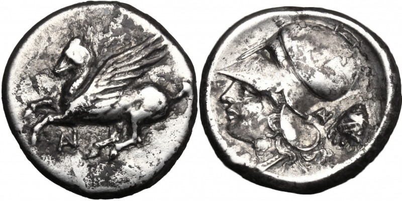 Continental Greece. Akarnania, Anactorium. AR Stater, 320-280 BC. D/ Pegasos fly...