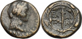 Greek Asia. Aeolis, Elaia. AE 15 mm, 2nd-1st century BC. D/ Head of Demeter right, wearing grain-wreath. R/ Torch within wreath. SNG Cop. 181-185. BMC...