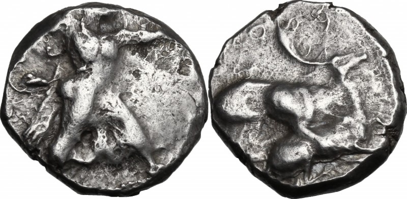 Greek Asia. Cyprus, Kition. Baalmelek II. AR Stater, c. 425-400 BC. D/ Herakles ...