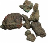 Aes Premonetale. Aes Rude. Lot of six (6) bronze lumps, 8th-4th century BC. Vecchi ICC 1. AE. Different sizes and weights.