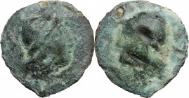 Apollo/Apollo series. AE Cast Sextans, c. 275-270 BC. D/ Head of one of the Dioscuri right; behind, two pellets. R/ Same type left. Cr. 18/5; Vecchi I...