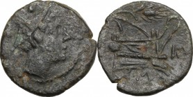 Corn-ear and KA series. AE Sextans, c. 207-206 BC, Sicily. D/ Head of Mercury right; above, two pellets. R/ Prow right; above, corn-ear. Cr. 69/6a. AE...