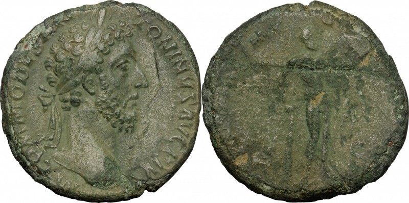 Commodus (177-192). AE Sestertius, 183 AD. D/ Laureate head right. R/ Hercules s...