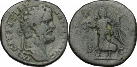 Septimius Severus (193-211). AE Sestertius, 193 or 194 AD. D/ Laureate head right. R/ Victory advancing left, holding wreath and palm. RIC 656 or 663....