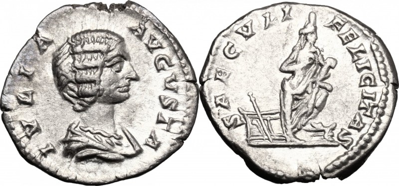 Julia Domna, wife of Septimius Severus (died 217 AD). AR Denarius, 196-211. D/ B...