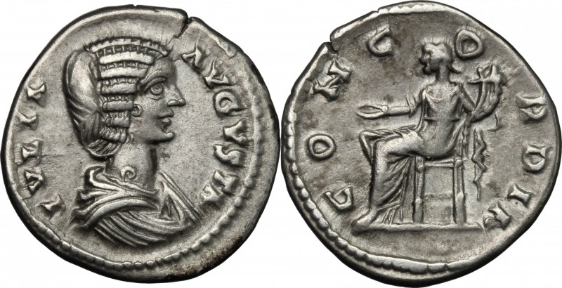 Julia Domna, wife of Septimius Severus (died 217 AD). AR Denarius, 196-202. D/ B...