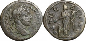 Elagabalus (218-222). AE 25 mm, Odessus (Moesia Inferior). D/ Laureate head right. R/ Serapis standing left, holding cornucopia and sacrificing with p...