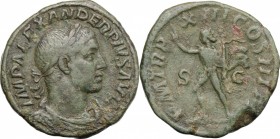 Severus Alexander (222-235). AE Sestertius, 234 AD. D/ Bust right, laureate, draped, cuirassed. R/ Sol advancing left, wearing chlamys over left shoul...