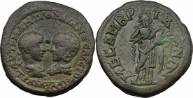 Gordian III (238-244). AE 26mm, Mesembria mint, Thrace. D/ Facing busts of Gordian III and Tranquillina. R/ Hygieia standing right, feeding serpent fr...