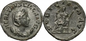 Herennia Etruscilla, wife of Trajan Decius (249-251). BI Antoninianus, 249-251. D/ Bust right, diademed, draped, on crescent. R/ Pudicitia seated left...