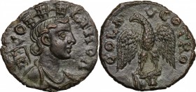 Trebonianus Gallus (251-253). AE 20 mm, Troas, Alexandreia mint, Pseudo-autonomous issue,. D/ Bust of Tyche right, turreted, draped; behind, vexillum....