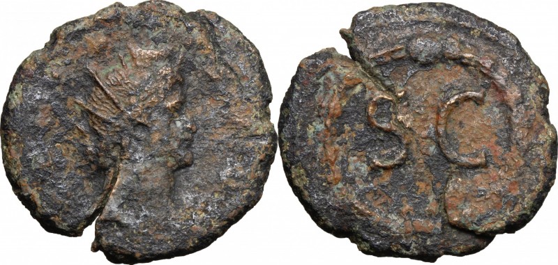 Gallienus (253-268). AE Double Sestertius (?), 268 AD. D/ Head of Gallienus as G...