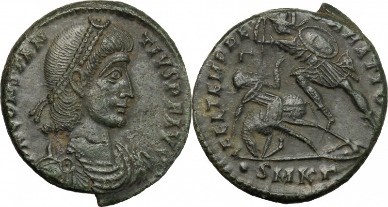 Constantius II (337-361). AE Follis, Cyzicus mint, 351-354. D/ Bust right, diade...