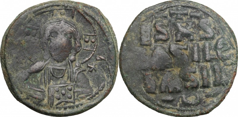 Constantine X Ducas (1059-1067). AE Follis, Constantinople mint. D/ Bust of Chri...