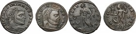 The Roman Empire. Lot of 2 unclassified AE Folles, Siscia mint; including: Licinius and Maximianus. AE. Good VF:About EF.