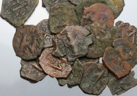 The Byzantine Empire. Multiple lot of twenty (20) AE Folles, 5th-8th century. AE. F/About VF.