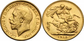 Australia. George V (1910-1936). AV Sovereign 1913, Melbourne mint. Fried. 39. AV. mm. 22.00 EF.
