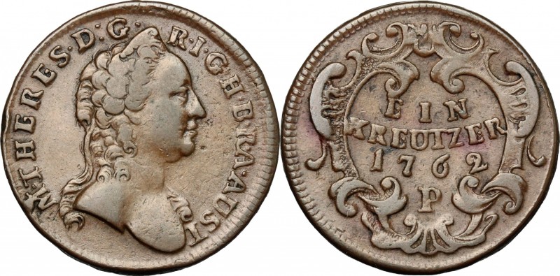 Austria. Maria Theresia (1740-1780). AE Kreuzer, Prague mint, 1762 P. Herinek 16...