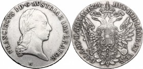 Austria. Franz I (1804-1835). AR Thaler 1824 B, Kremnitz mint. KM 2162; Dav. 7. AR. g. 28.00 mm. 39.50 VF/Good VF.