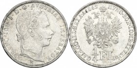 Austria. Franz Joseph (1848-1916). AR 1/4 Florin, Karlsburg mint, 1862 E. KM 2214. AR. g. 5.26 mm. 23.00 Good VF.