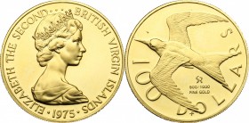 British Virgin Island. Elizabeth II (1952-). AV 100 Dollars, 1975. KM 7. AV. g. 7.29 mm. 24.00 PP.