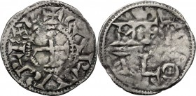 France. Charles the Simple (898-922), as King of West France. AR Denar, Melle mint, 898-922. Depeyrot 629. AR. g. 0.83 mm. 22.00 VF.