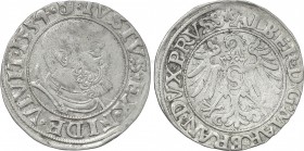 Germany. Albert of Brandenburg-Ansbach (1525-1568). AR Groschen, Prussia, 1554. AR. g. 1.86 mm. 22.60 VF/Good VF. Albert of Brandenburg-Ansbach was th...