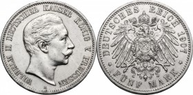 Germany, Preussen. Wilhelm II (1888-1918). AR Mark 1907 A, Berlin mint. Jaeger 104. AR. mm. 38.00 Good VF/About EF.