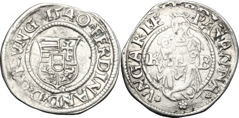 Hungary. Ferdinand I (1526-1564). AR Denar, Kremnitz mint, 1540 K-B. Unger 745a....