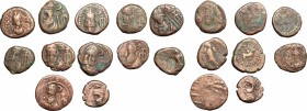 India. Huns. Multiple lot of ten (10) unclassified AE, c. 8th century. AE. VF.
