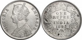 India. Victoria (1837-1901). AR Rupee 1893. KM 492. AR. mm. 29.00 Good EF.