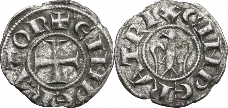 Italy. Henry VI (1194-1197). BI Denaro, Messina mint. Spahr 27/29. BI. g. 0.81 m...