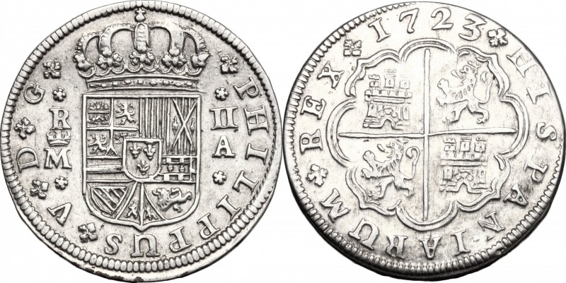 Spain. Philip V (1700-1746). AR 2 Reales, Madrid mint, 1723. KM 296. AR. g. 5.98...