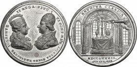 Austria. Joseph II (1765-1790). Tin Medal 1782. D/ Busts facing of the Emperor and the Pope. R/ View of an altar on which the miter, a lit candelabrum...