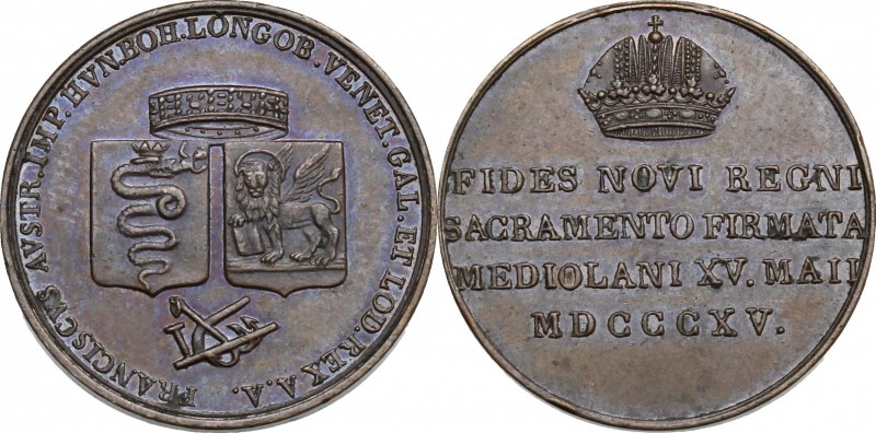 Austria. Franz I (1804-1835). AE Medal or 'Lira del Giuramento' 1815. Crippa 21/...