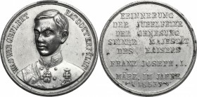 Austria. Franz Joseph I of Austria (1848-1916). Tin Medal 1853. D/ Bust facing of the Emperor. R/ ERINNERUNG / DER JUHELFEIER / DER GENESUNG / SEINER ...