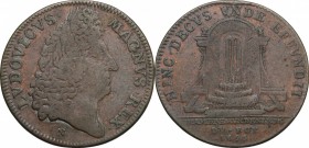 France. AE Token 1695. D/ Laureate head right. R/ Ornate porch which acts as an aqueduct. AE. mm. 21.50 About VF.