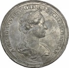 France. Adelaide de Querfort, wife of Simon I (1076-1139). Tin Lamina, 1654-1738. D/ Bust right. Tin. g. 8.30 mm. 43.00 VF. The prototype is from a se...