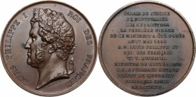 France. Louis Philippe I (1830-1848). AE Medal 1846. D/ Laureate head left of the King. R/ Legend on 14 lines. AE. mm. 50.00 EF. For the laying of the...