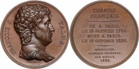 France. Francois J. Talma (1763-1826). AE Medal, ca. 1970. D/ Bust left. R/ Inscription in ten lines. AE. g. 40.34 mm. 42.00 Inc. Caunois. EF. Commemo...