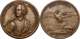 Germany. Friedrich II (1740-1786). AE Medal, 1740. D/ Bust slightly right, head turned three-quarter to left. R/ Eagle flying left, head turned right,...