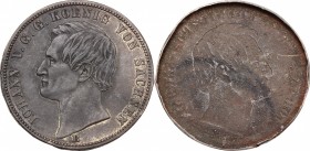 Germany. Johann I of Saxony (1854-1873). AE Lamina, probably on the 5 mark type, Dresden mint. AE. g. 2.12 mm. 33.00 About VF.