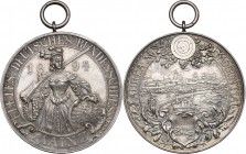 Germany. AR Medal, Mainz, 1894. D/ Germania standing facing, holding gun, wreath and shield. R/ View of the city. Slg. Peltzer 1435. Slg. Walter 843. ...